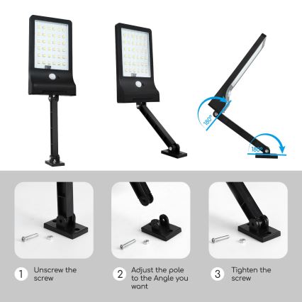 Aigostar - LED Dimmable solar lamp with sensor LED/2,3W/5,5V IP65 + remote control