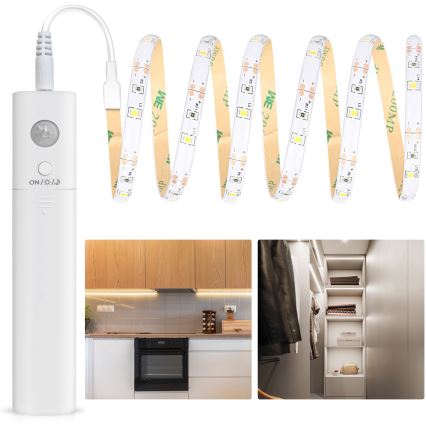 Aigostar - LED Dimmable strip with a sensor 1m LED/2W/4xAAA 3000K IP65
