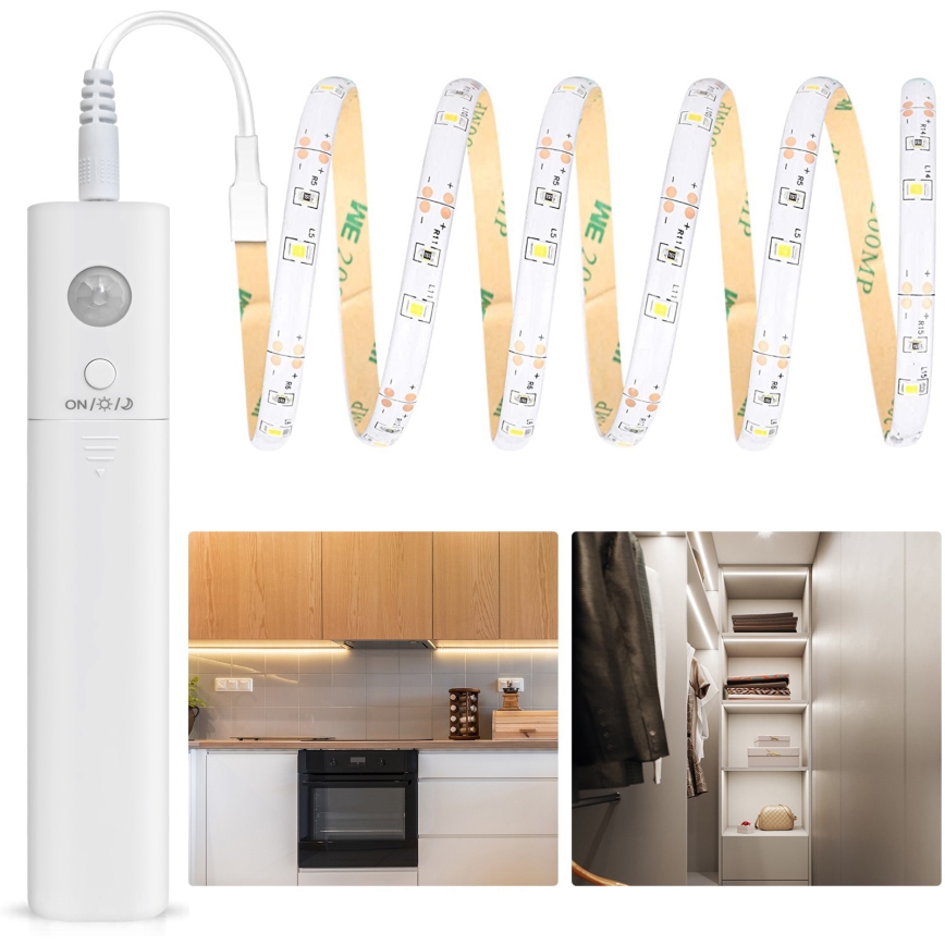 Aigostar - LED Dimmable strip with a sensor 1m LED/2W/4xAAA 3000K IP65