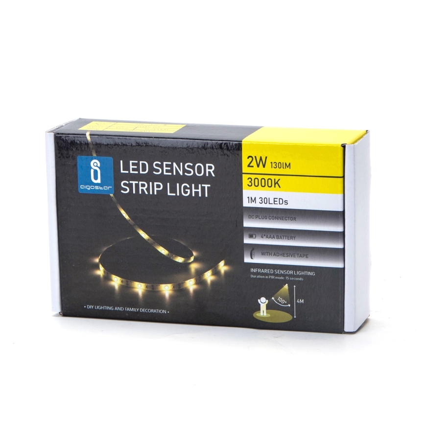 Aigostar - LED Dimmable strip with a sensor 1m LED/2W/4xAAA 3000K IP65