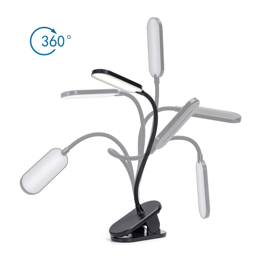 Aigostar - LED Dimmable table lamp with clip LED/2,5W/5V black