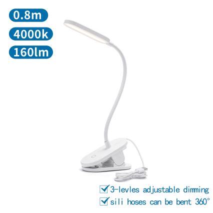 Aigostar - LED Dimmable table lamp with clip LED/2,5W/5V white