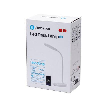Aigostar - LED Dimmable table lamp with wireless charging LED/2,5W/5V white