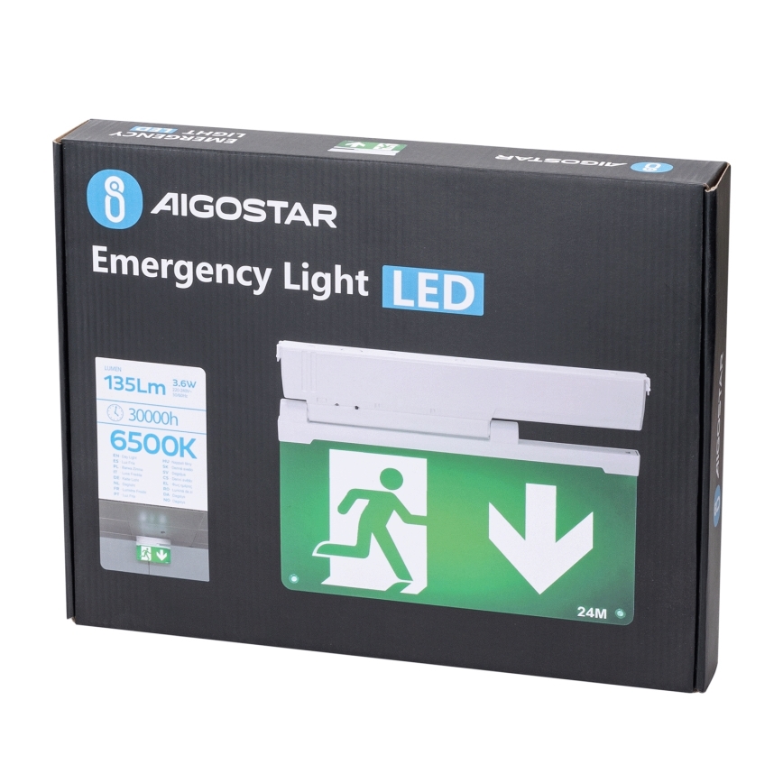Aigostar - LED Emergency light EMERGENCY EXIT LED/3,6W/230V 6500K 500mAh