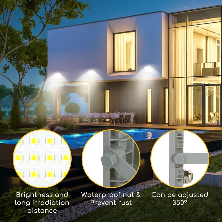 Aigostar - LED Floodlight LED/100W/230V grey 4000K IP65