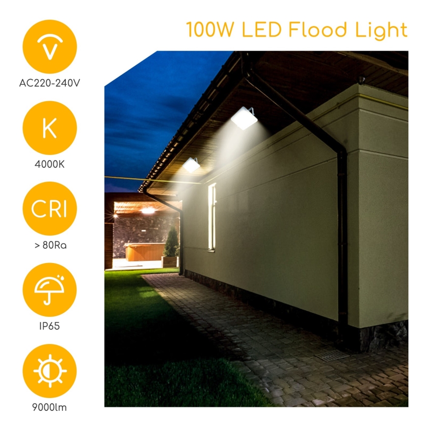 Aigostar - LED Floodlight LED/100W/230V grey 4000K IP65