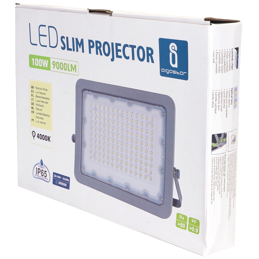 Aigostar - LED Floodlight LED/100W/230V grey 4000K IP65