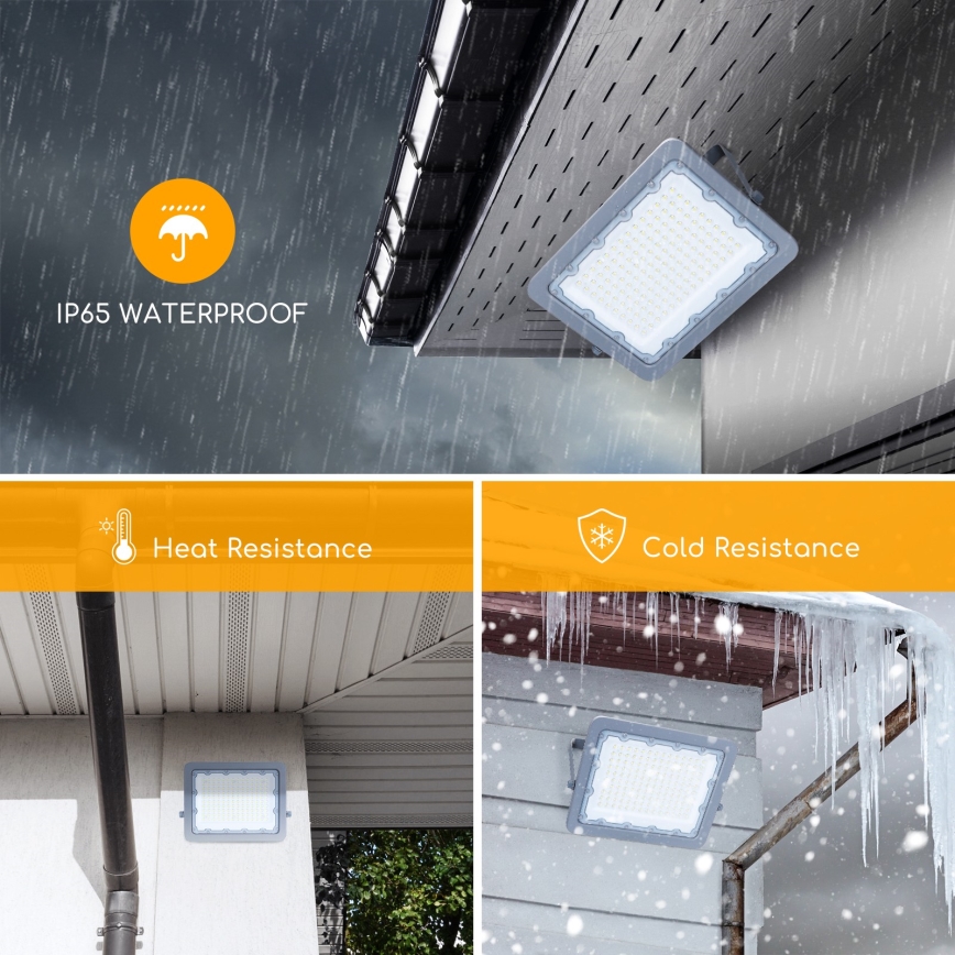 Aigostar - LED Floodlight LED/100W/230V grey 6500K IP65