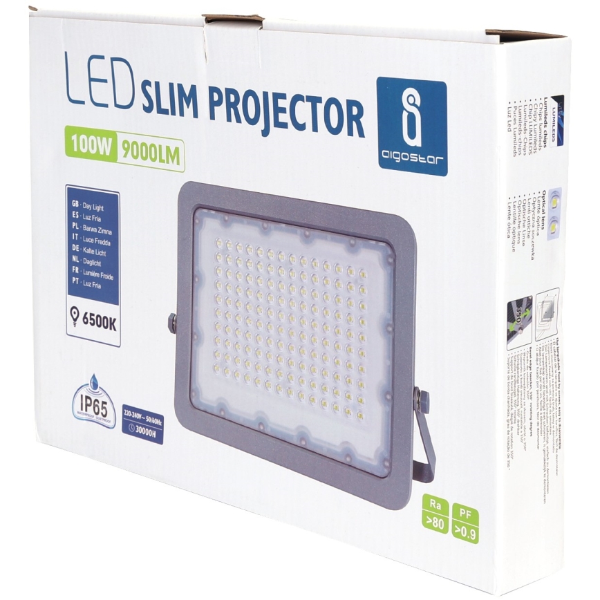 Aigostar - LED Floodlight LED/100W/230V grey 6500K IP65