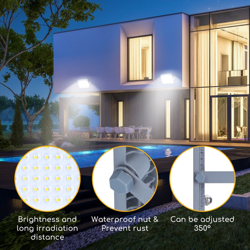 Aigostar - LED Floodlight LED/150W/230V grey 6500K IP65