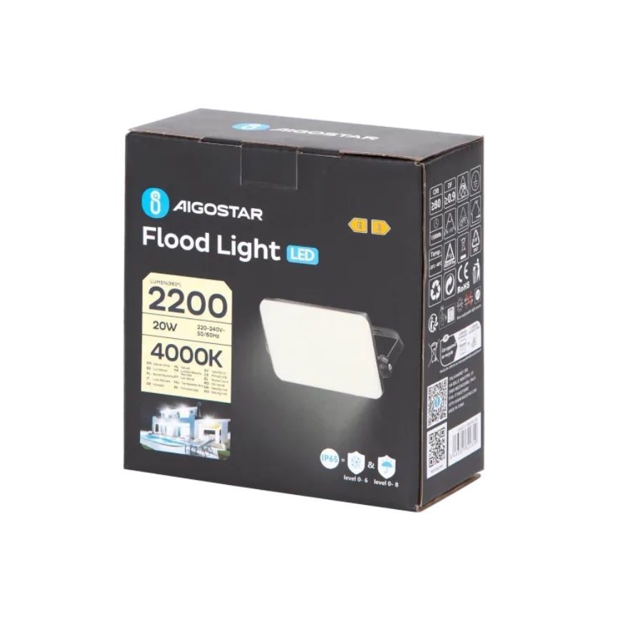 Aigostar - LED Floodlight LED/20W/230V 4000K IP65 black