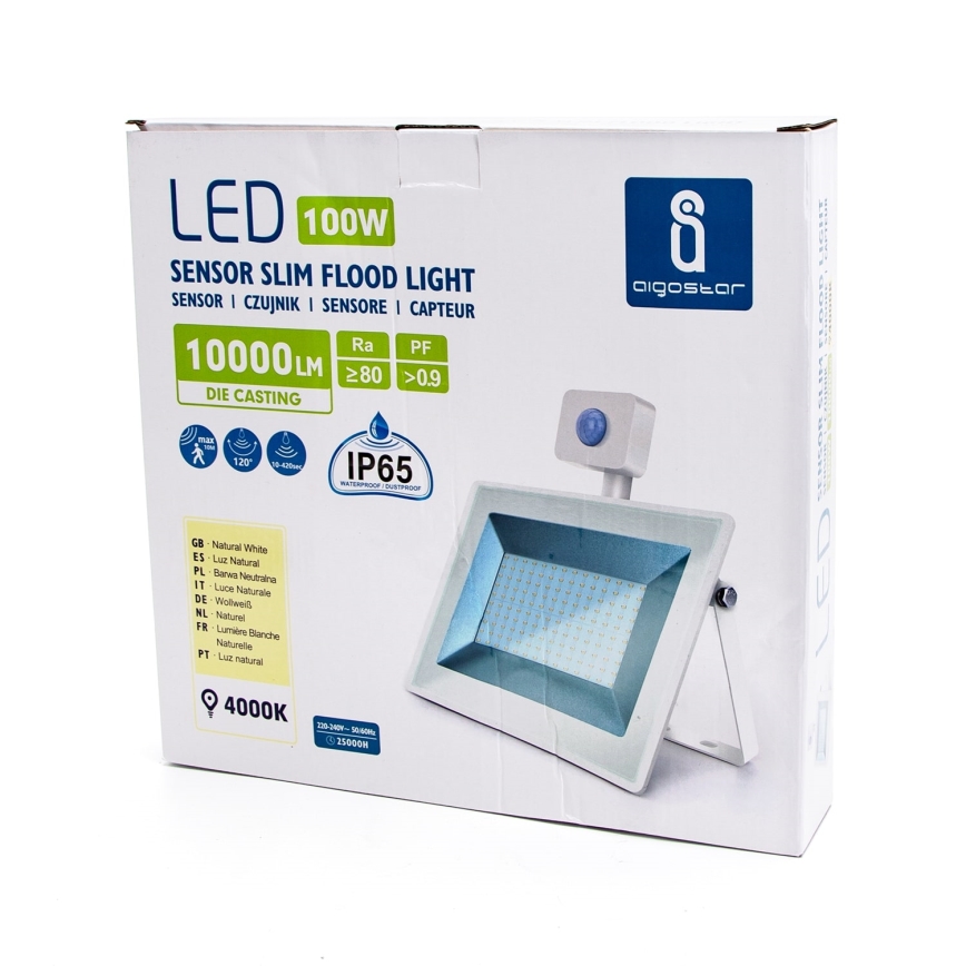 Aigostar - LED Floodlight with a sensor LED/100W/230V 4000K IP65 white