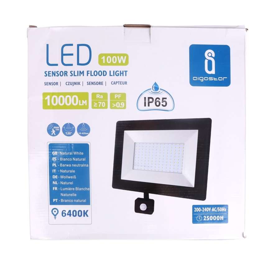 Aigostar - LED Floodlight with a sensor LED/100W/230V IP65 black