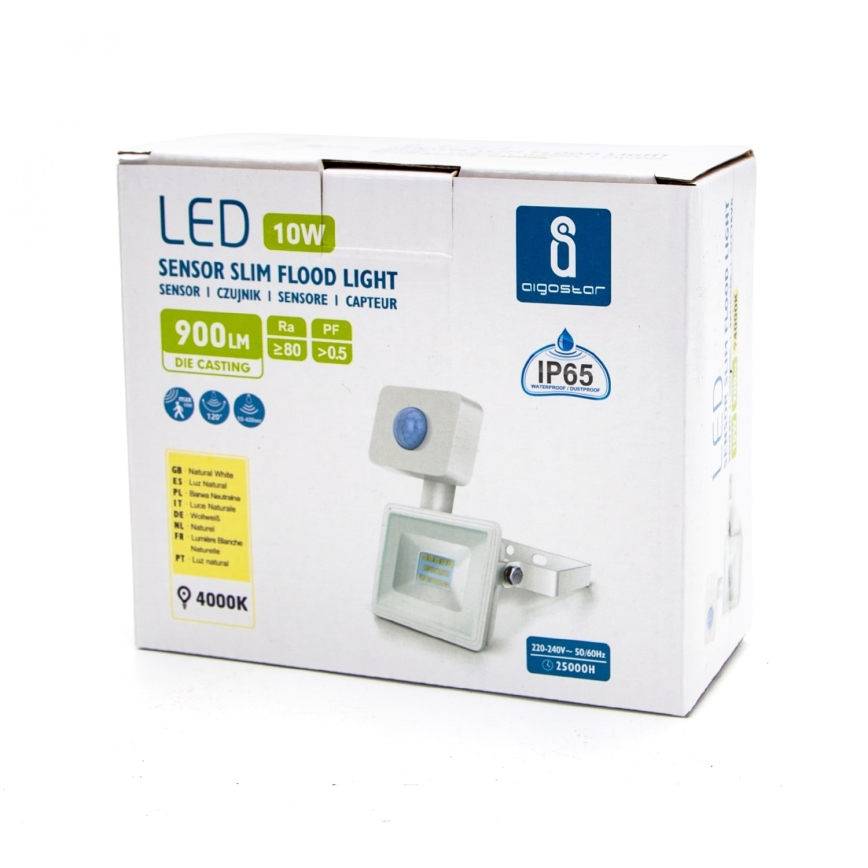 Aigostar - LED Floodlight with a sensor LED/10W/230V 4000K IP65 white