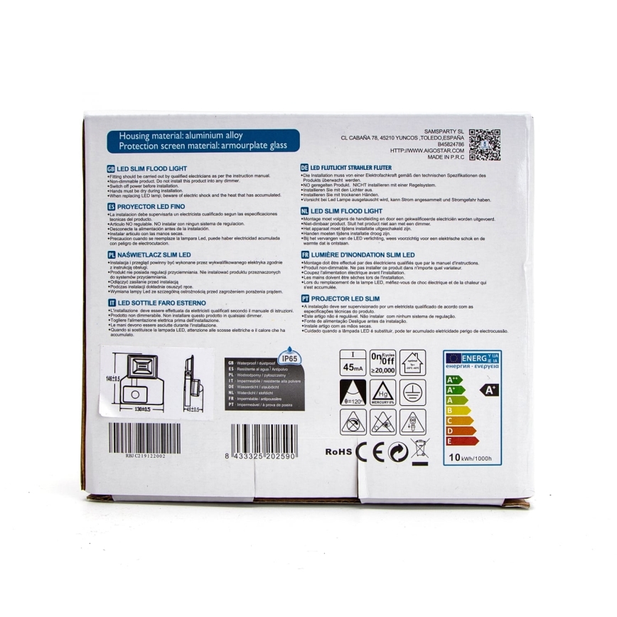 Aigostar - LED Floodlight with a sensor LED/10W/230V 4000K IP65 white
