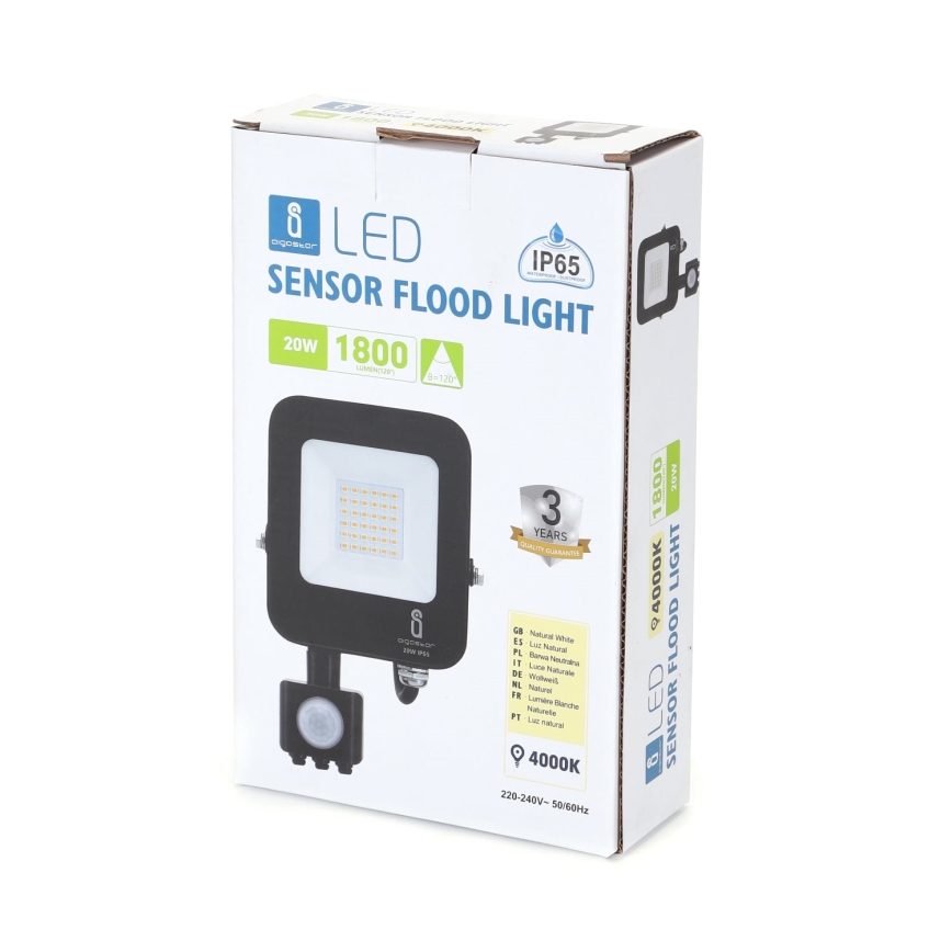 Aigostar - LED Floodlight with a sensor LED/20W/230V 4000K IP65