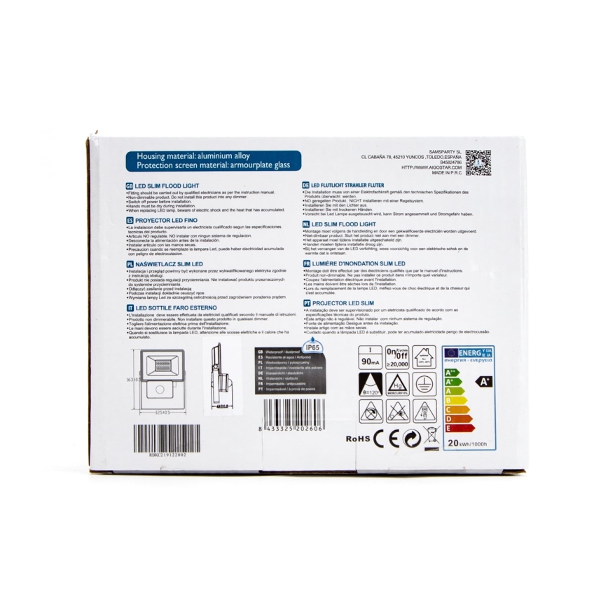 Aigostar - LED Floodlight with a sensor LED/20W/230V 4000K IP65 white