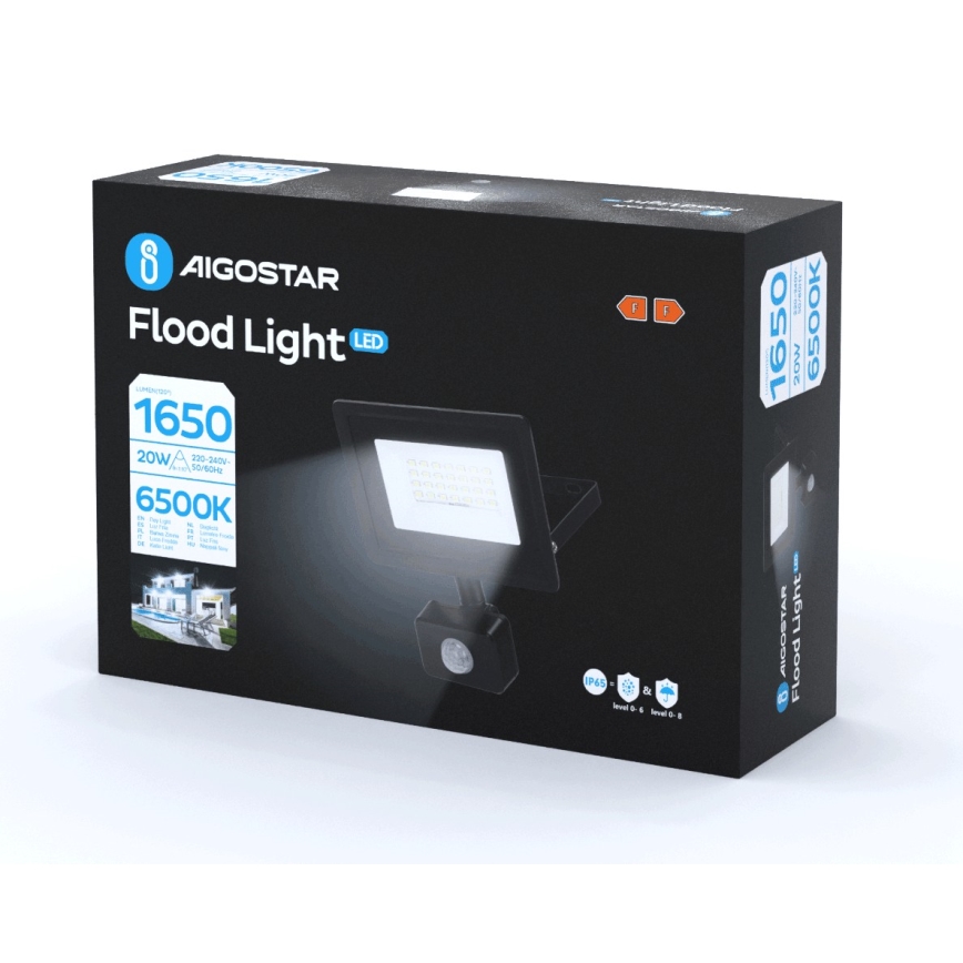 Aigostar - LED Floodlight with a sensor LED/20W/230V 6500K IP65