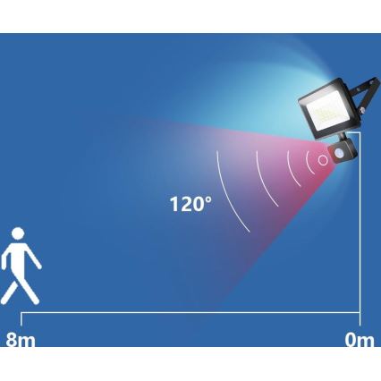 Aigostar - LED Floodlight with a sensor LED/50W/230V 4000K IP65 black