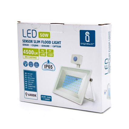 Aigostar - LED Floodlight with a sensor LED/50W/230V 6400K IP65 white