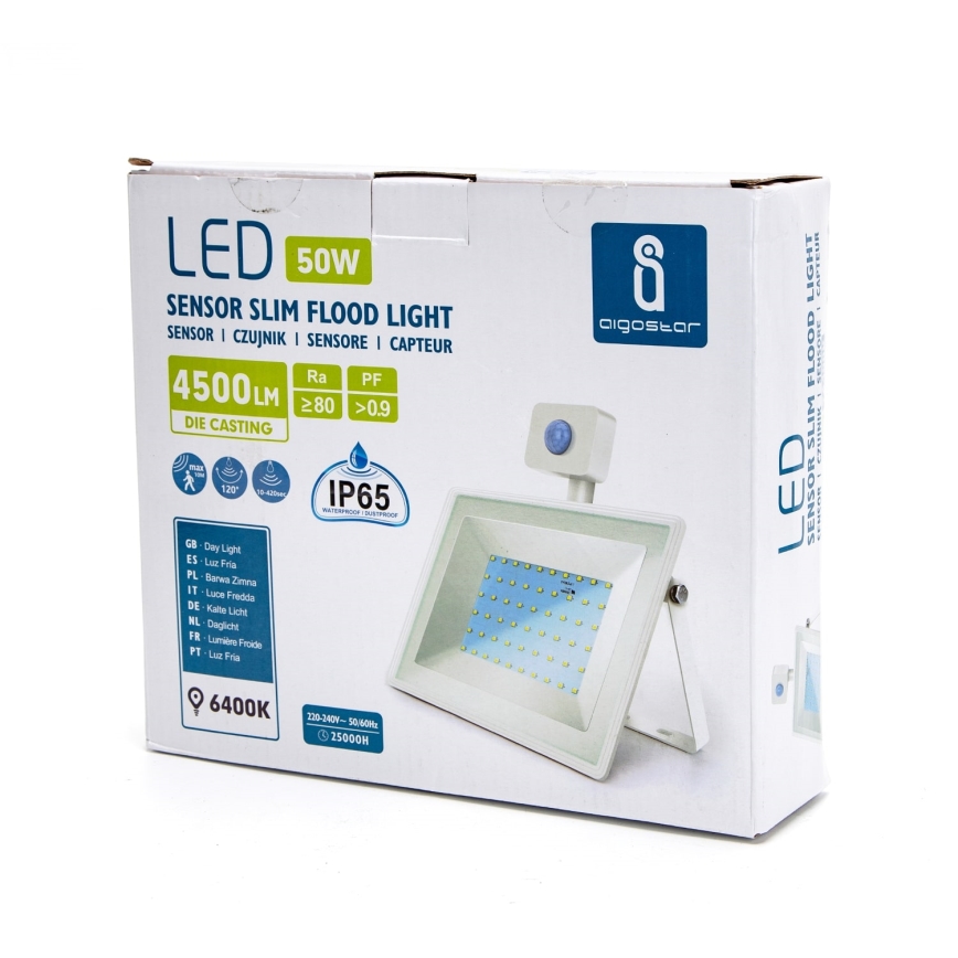 Aigostar - LED Floodlight with a sensor LED/50W/230V 6400K IP65 white