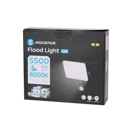 Aigostar - LED Floodlight with a sensor LED/50W/230V 6500K IP65 black