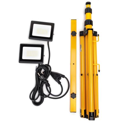 Aigostar - LED Floodlight with Stand 2xLED/30W/230V 6500K IP65 orange/black