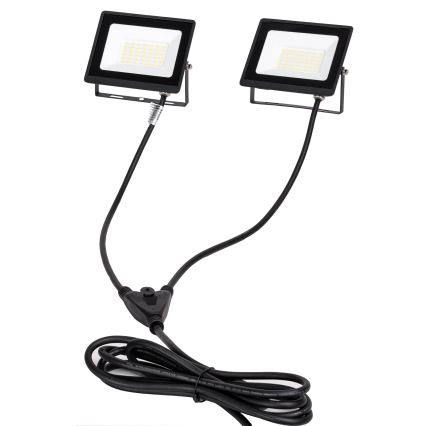 Aigostar - LED Floodlight with Stand 2xLED/30W/230V 6500K IP65 orange/black