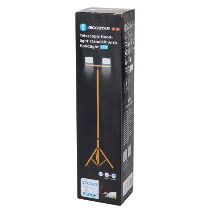 Aigostar - LED Floodlight with Stand 2xLED/30W/230V 6500K IP65 orange/black