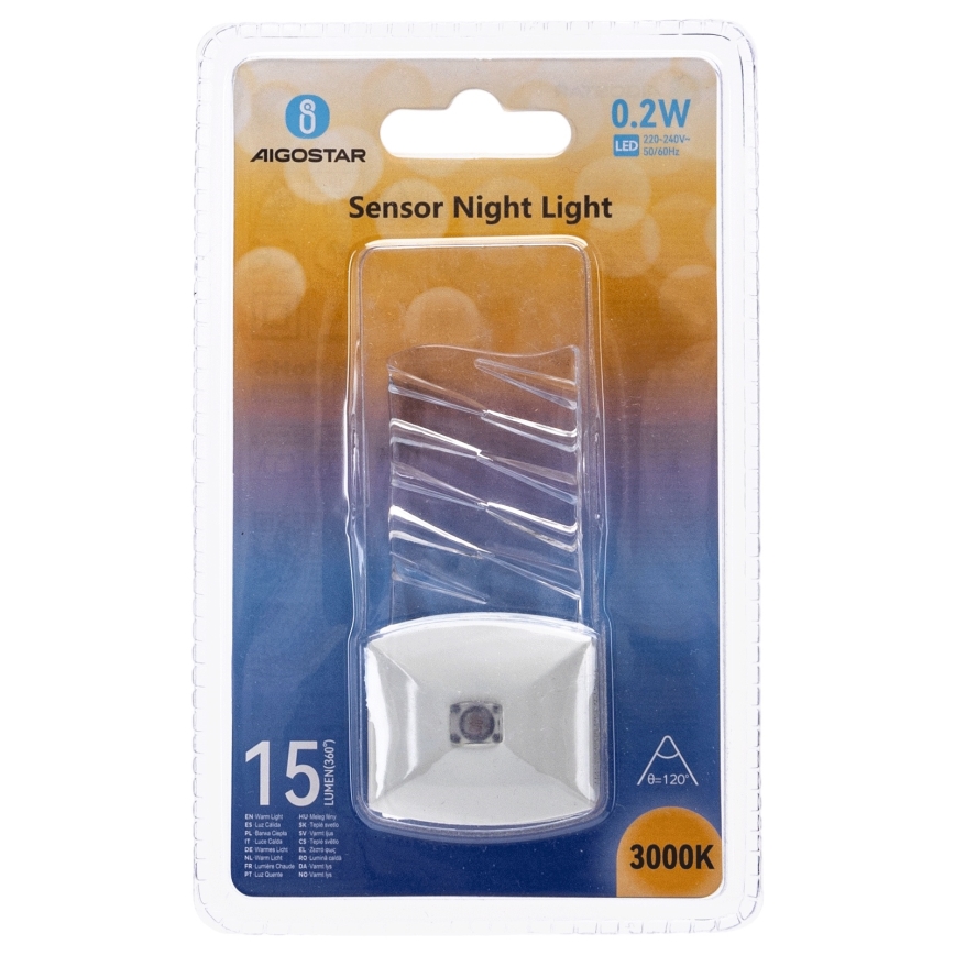 Aigostar - LED Night light with dusk sensor LED/0,2W/230V 3000K