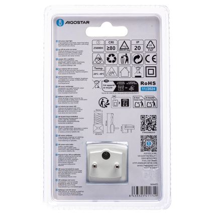Aigostar - LED Night light with dusk sensor LED/0,2W/230V 3000K