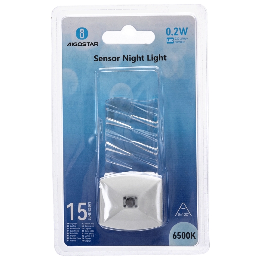 Aigostar - LED Night light with dusk sensor LED/0,2W/230V 6500K