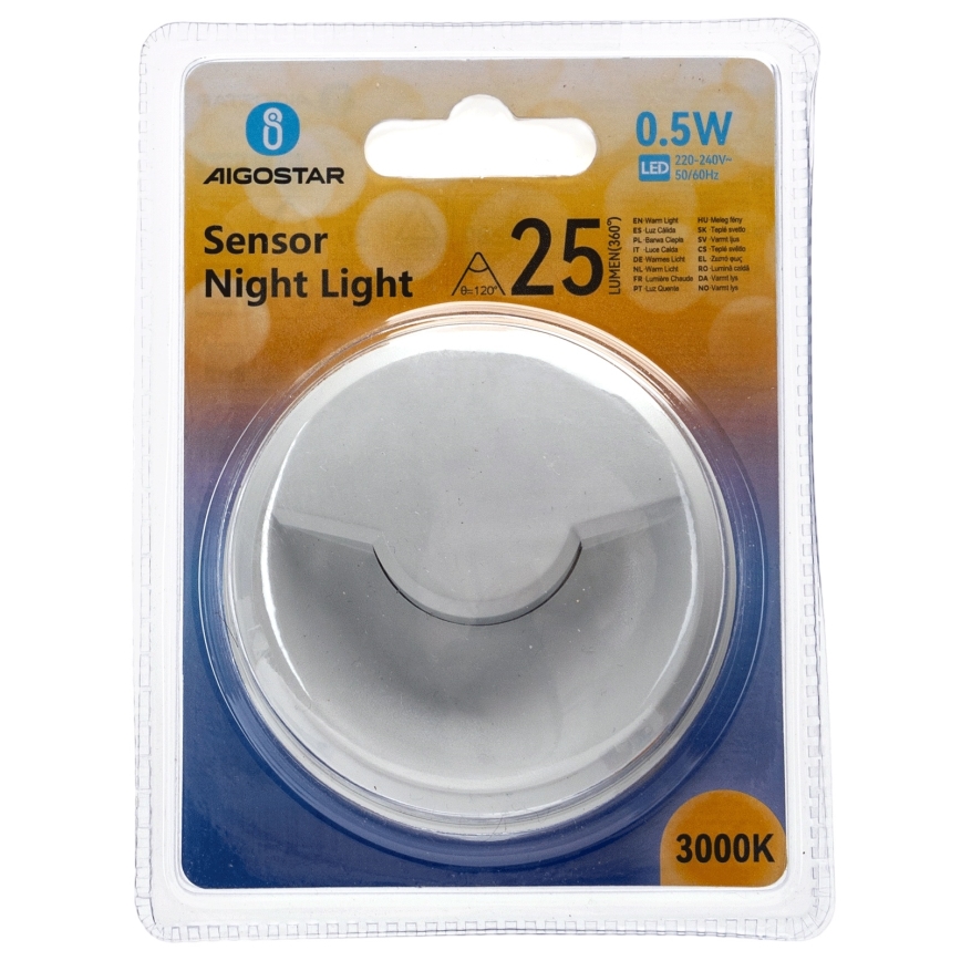 Aigostar - LED Night light with dusk sensor LED/0,5W/230V 3000K
