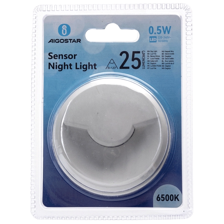 Aigostar - LED Night light with dusk sensor LED/0,5W/230V 6500K
