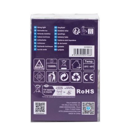 Aigostar -LED Outdoor Christmas chain 100xLED/8 functions 3xAA 10,3m IP44 multicolor