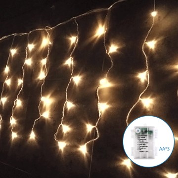Aigostar-LED Outdoor Christmas chain 100xLED/8 functions 3xAA 8x0,4m IP44 warm white