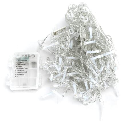 Aigostar-LED Outdoor Christmas chain 100xLED/8 functions 3xAA 8x0,6m IP44 warm white