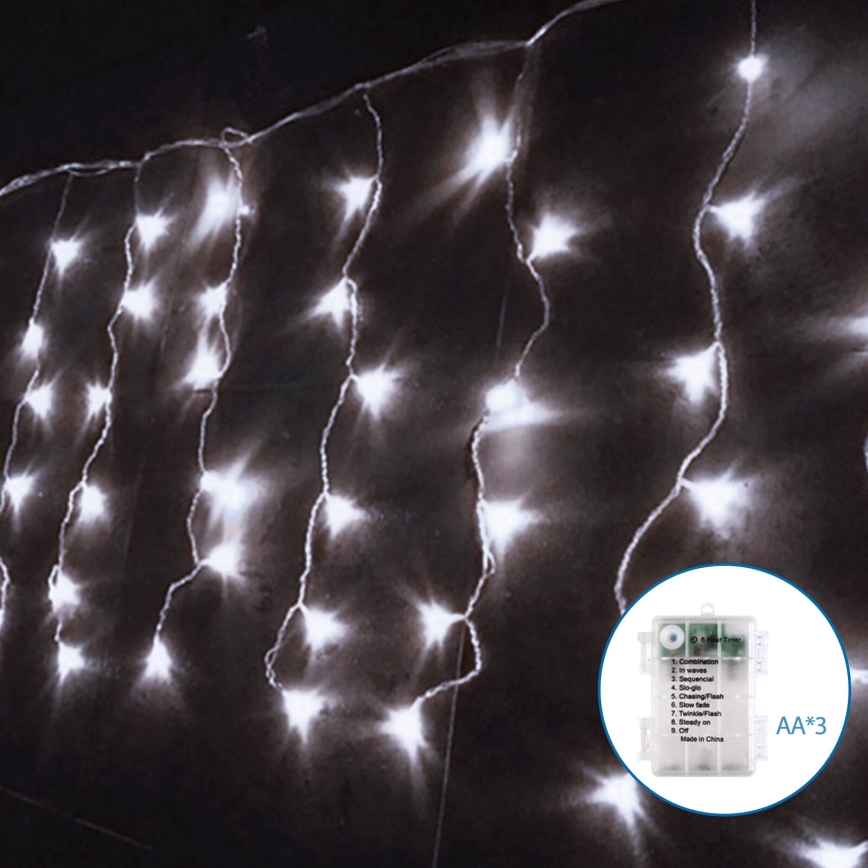 Aigostar - LED Outdoor Christmas chain 100xLED/8 functions 8x0,4m IP44 cool white
