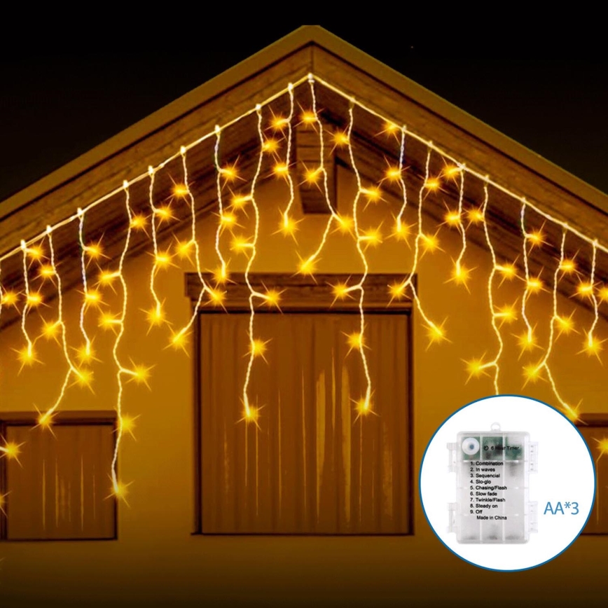 Aigostar - LED Outdoor Christmas chain 200xLED/8 functions 13x0,6m IP44 warm white