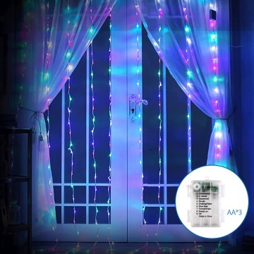 Aigostar - LED Outdoor Christmas chain 200xLED/8 functions 3xAA 5x2m IP44 multicolor