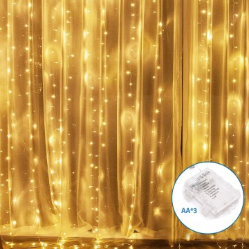 Aigostar - LED Outdoor Christmas chain 200xLED/8 functions 3xAA 5x2m IP44 warm white