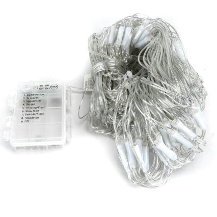 Aigostar-LED Outdoor Christmas chain 200xLED/8 functions 3xAA 6x1,5m IP44 warm white