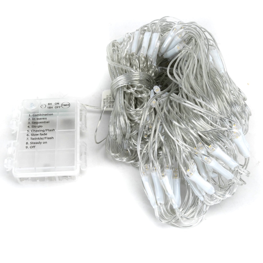 Aigostar-LED Outdoor Christmas chain 200xLED/8 functions 3xAA 6x1,5m IP44 warm white