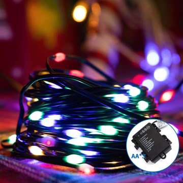 Aigostar - LED Outdoor Christmas chain 50xLED/8 functions 3xAA 5,3m IP44 multicolor