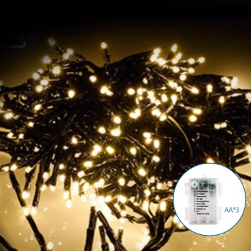 Aigostar - LED Outdoor Christmas chain 50xLED/8 functions 3xAA 5,3m IP44 warm white