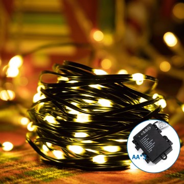 Aigostar - LED Outdoor Christmas chain 50xLED/8 functions 3xAA 5,3m IP44 warm white