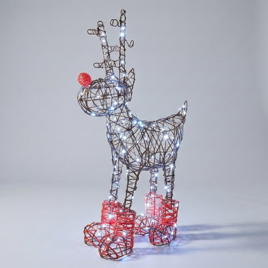 Aigostar - LED outdoor Christmas reindeer decoration 140 LEDs / 8 functions 0.6 m IP44 cool white