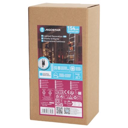 Aigostar - LED Outdoor Christmas Decoration 154 LEDs / 8 Modes 1.6 m IP44 Cool White