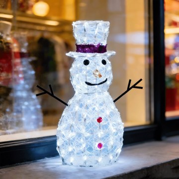 Aigostar - LED Outdoor Christmas Decoration 160 LEDs / 8 functions 0.7 m IP44 Cool White Snowman
