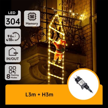 Aigostar - LED Outdoor Christmas Decoration 304 LEDs / 8 functions, 3 m, IP44, Warm White